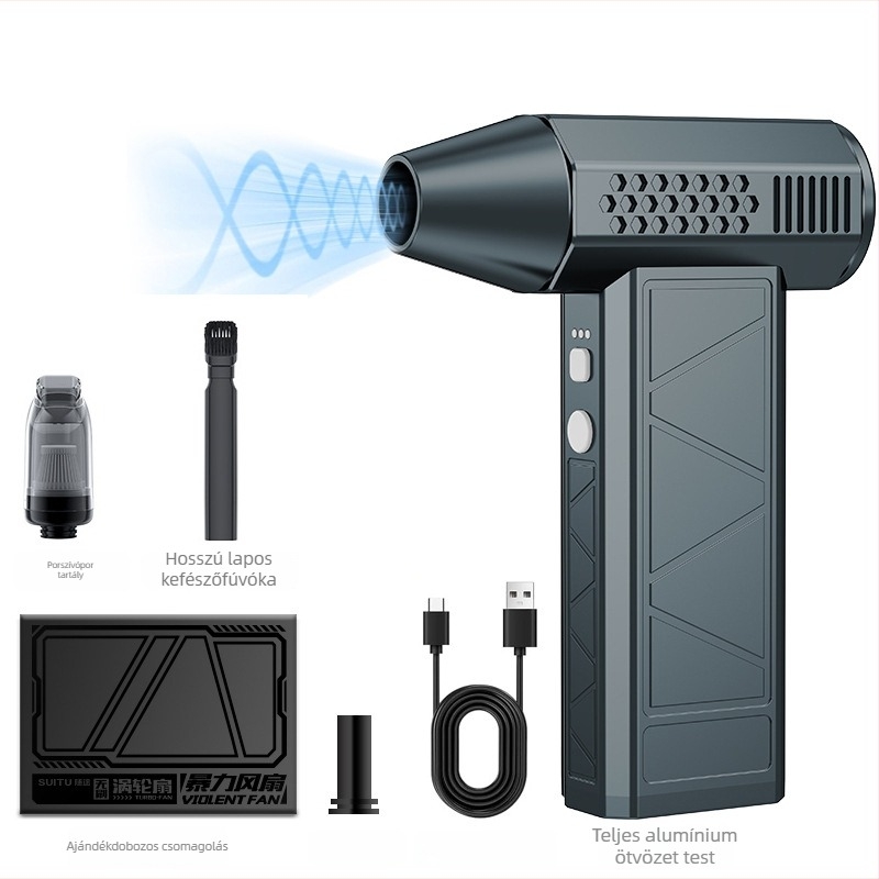 Autóventilátor kefementes motorral, hordozható, nagy sebességű turbó, 160W, modell ST-8113, mindent egyben fújásra és porelszívásra