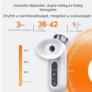 NINE BEAUTY szemápoló eszköz nano permetezéssel, kézi szemmasszírozó meleg kompresszióval, IPX5 vízálló, beépített akkumulátor 300–500 mAh, otthoni használatra