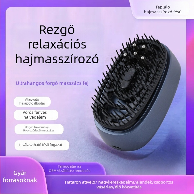 Fejbőr masszírozó hajkefe esszenciális olajjal – hajápolás, fejbőrnyugtatás, tápláló, multifunkcionális, 300 g