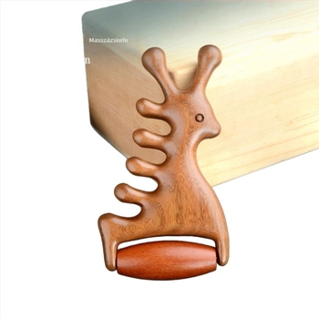 Szantálfa masszázs fésű – meridián masszázs a fejbőrre és az arcra, 4 az 1-ben arcfroller és gua sha masszírozó