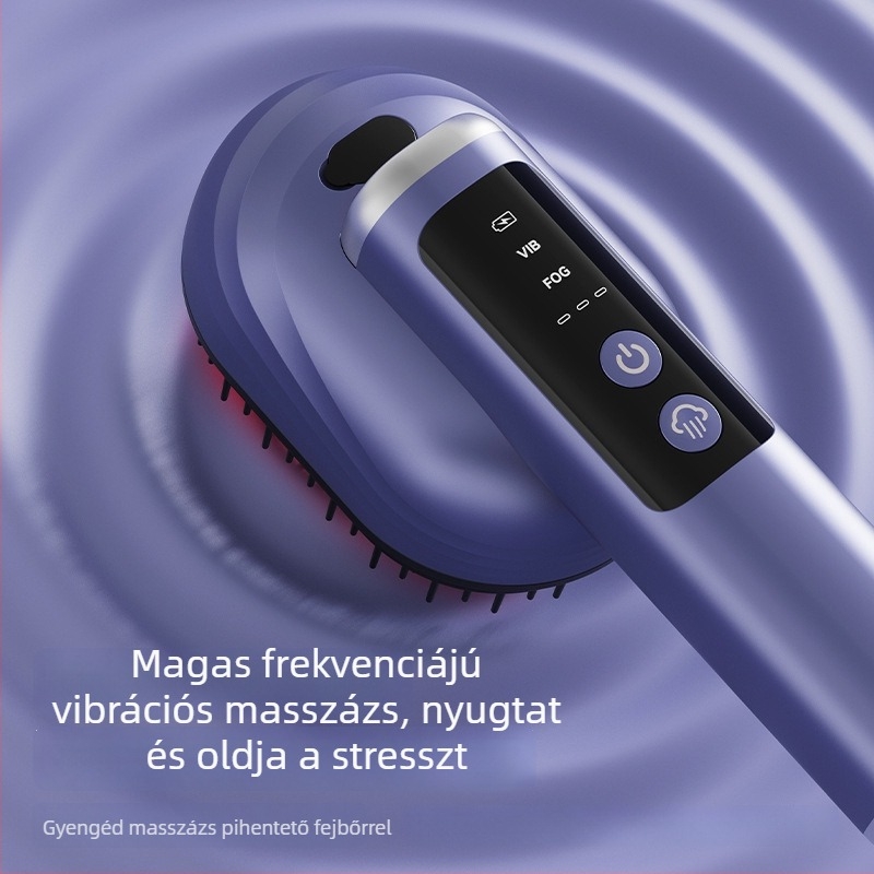 Elektromos fejmasszírozó meridián masszázzsal a fejbőrön, spray a haj növekedéséért és folyadék applikátor - Modell Dys-15, 3. sebesség, minden korosztály számára, megjelenés 2025