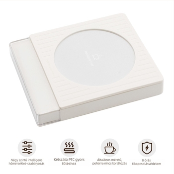Melegítő pohár alátét PTC fűtőelemmel, 220V hálózati, 50W