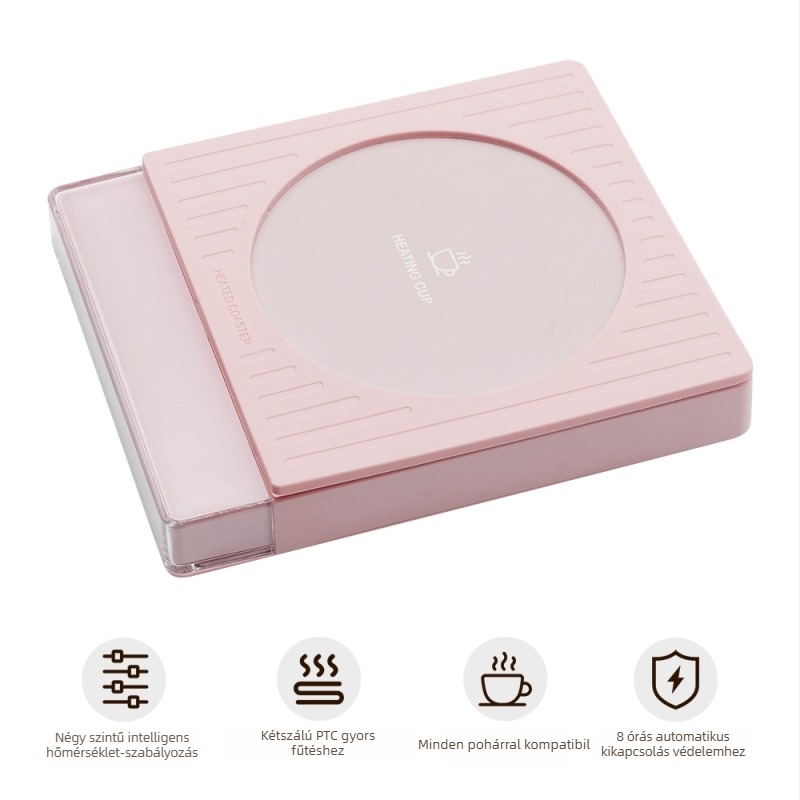 Melegítő pohár alátét PTC fűtőelemmel, 220V hálózati, 50W