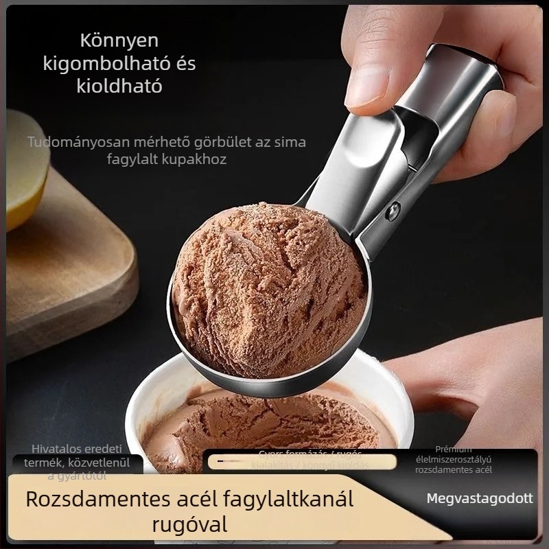 Rozsdamentes acél fagylaltkanál, modern letisztult dizájn, felnőtteknek