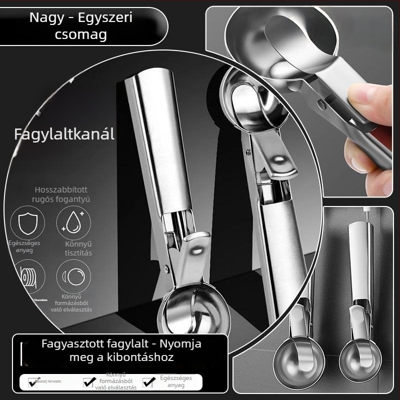 Rozsdamentes acél fagylaltkanál, modern letisztult dizájn, felnőtteknek