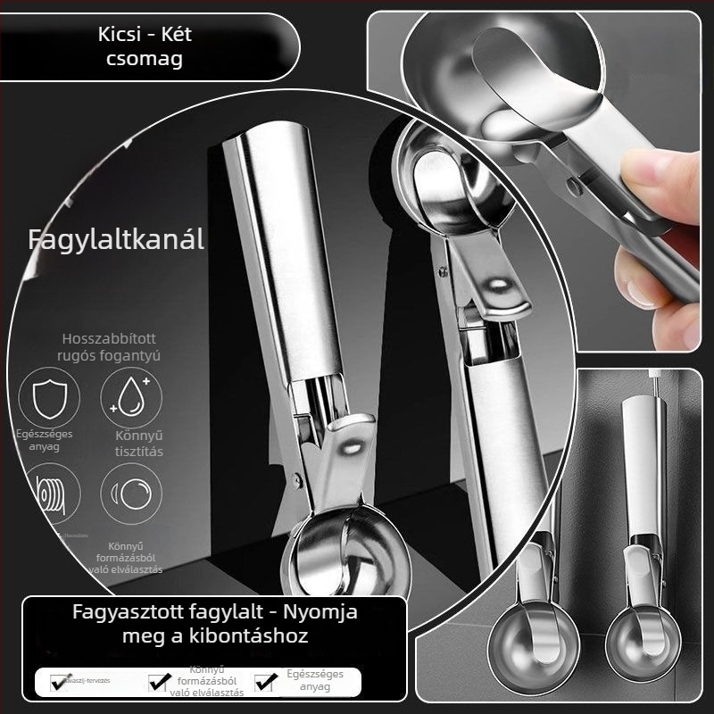 Rozsdamentes acél fagylaltkanál, modern letisztult dizájn, felnőtteknek