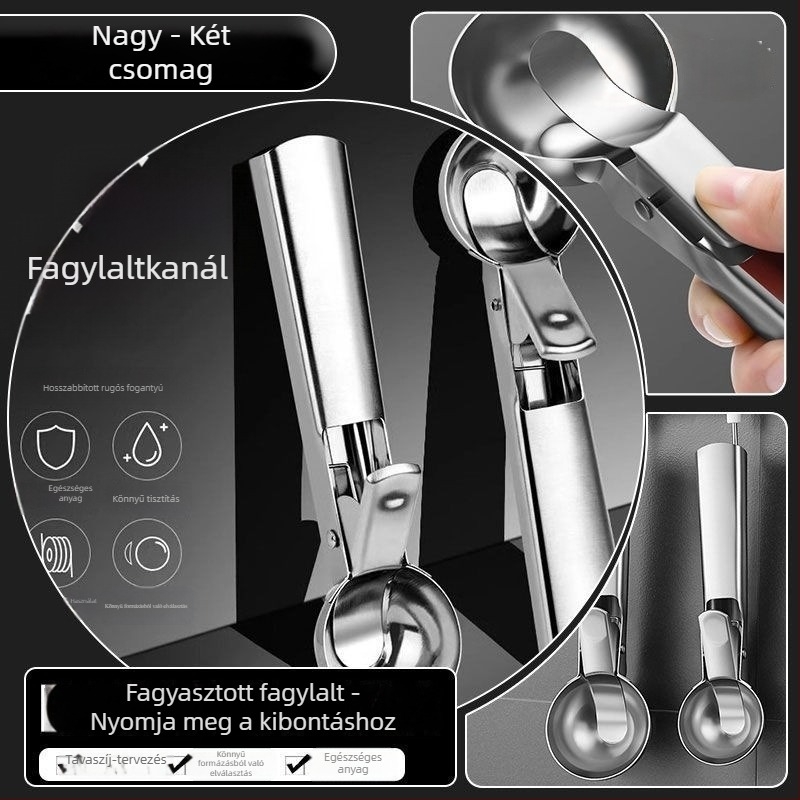 Rozsdamentes acél fagylaltkanál, modern letisztult dizájn, felnőtteknek