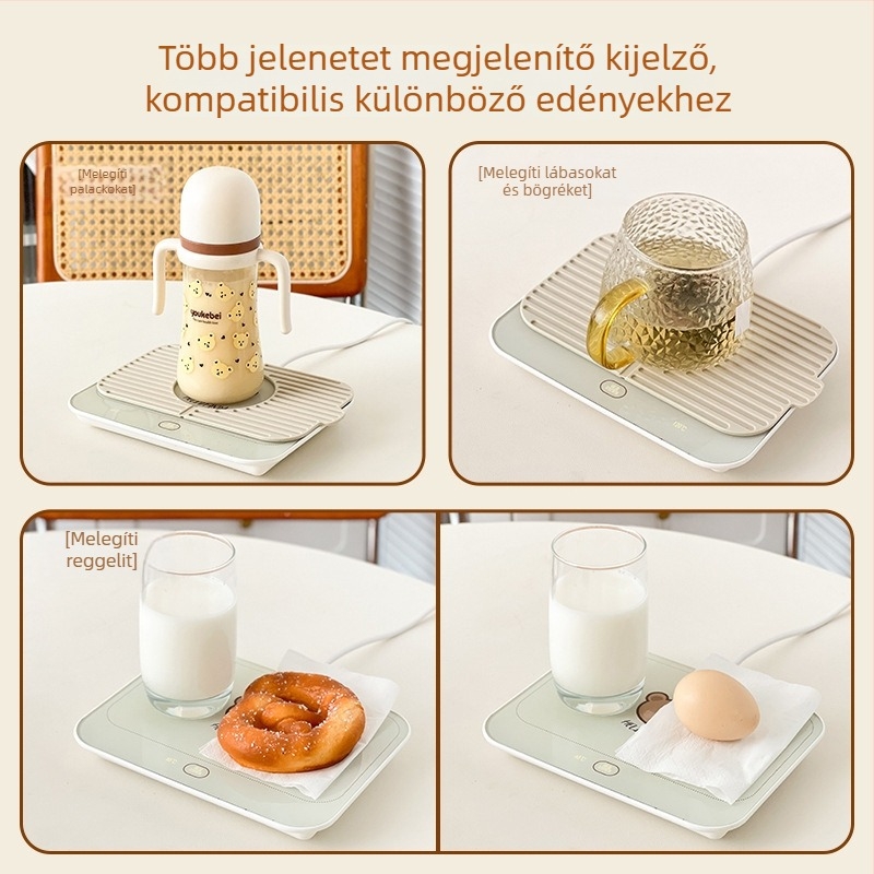 Okos pohár alátét állandó hőmérséklettel otthonra és irodába – ABS burkolat, külső tápellátás, érintéses vezérlés, 6 hőmérsékleti fokozat, automatikus kikapcsolás