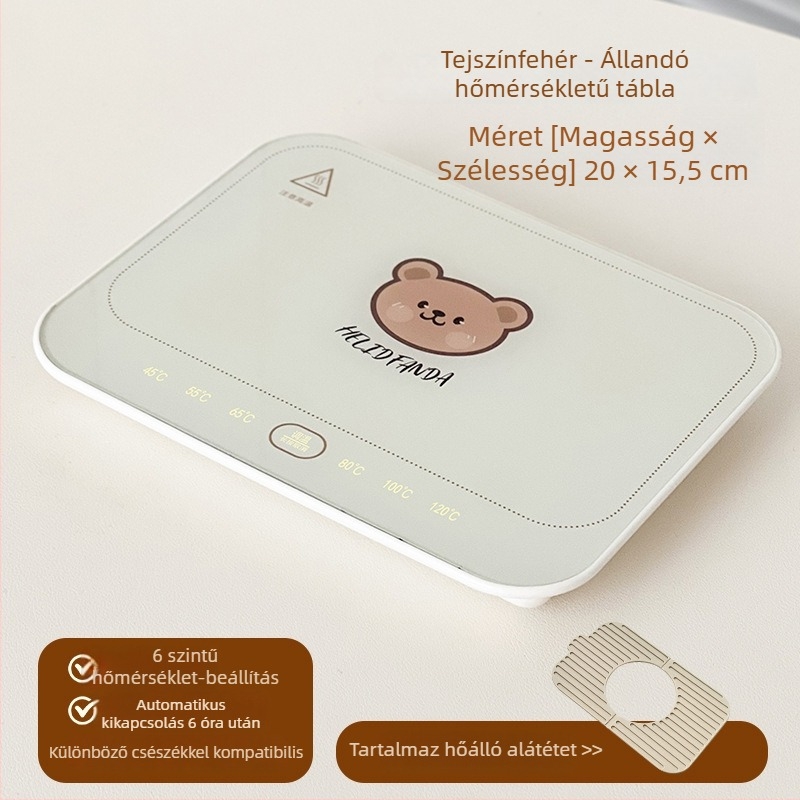 Okos pohár alátét állandó hőmérséklettel otthonra és irodába – ABS burkolat, külső tápellátás, érintéses vezérlés, 6 hőmérsékleti fokozat, automatikus kikapcsolás