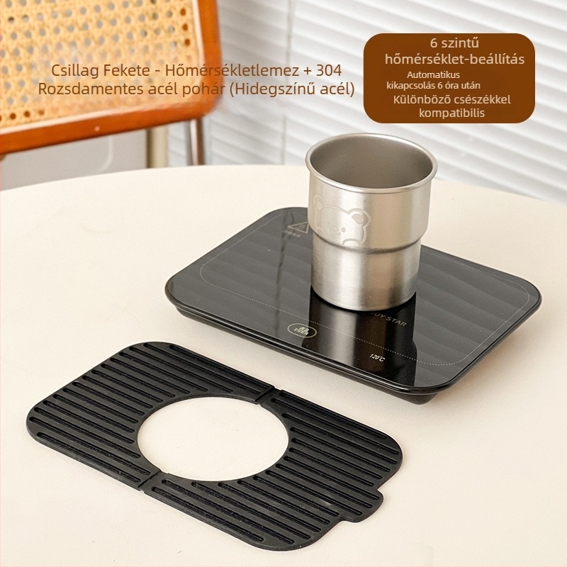 Okos pohár alátét állandó hőmérséklettel otthonra és irodába – ABS burkolat, külső tápellátás, érintéses vezérlés, 6 hőmérsékleti fokozat, automatikus kikapcsolás