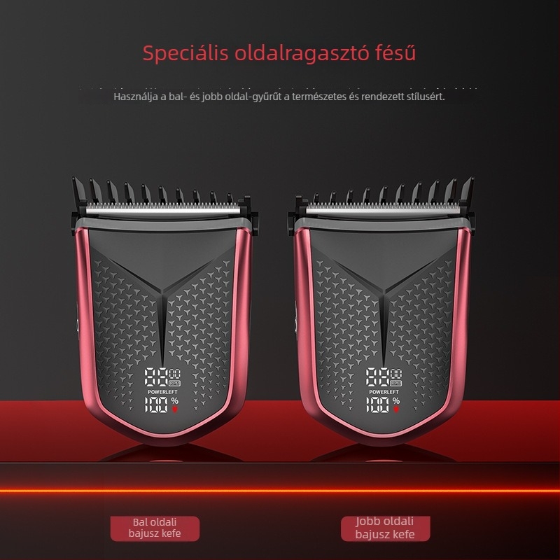 Elektromos hajvágó teljes test mosással és LCD kijelzővel, újratölthető, kefés motor, rozsdamentes acél pengék (Beépített akkumulátor 500–800 mAh – Üzemidő 1–3 óra – Zaj 46–70 dB – Vízálló)