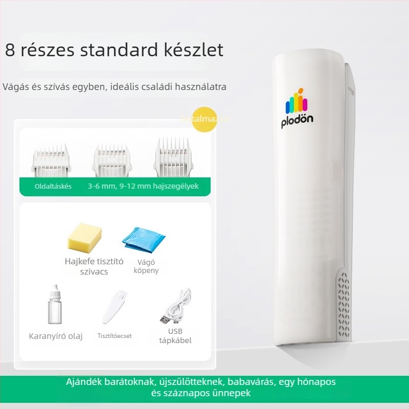 Puliton hajvágó – ultra csendes, újratölthető, 5W, szőrszívó funkcióval, vízálló, babák és gyerekek számára