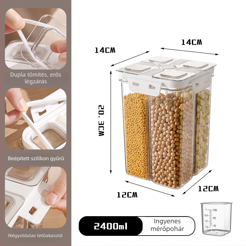 Élelmiszer-tároló doboz, műanyagból, négyszögletes, 2.1–3 L kapacitás, Good apartment márka