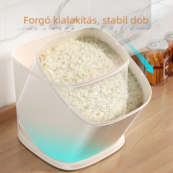 Rizstároló doboz, zárható, nedvesség- és rovarálló, élelmiszerbiztonságú ABS műanyag, kapacitás 9–10 L