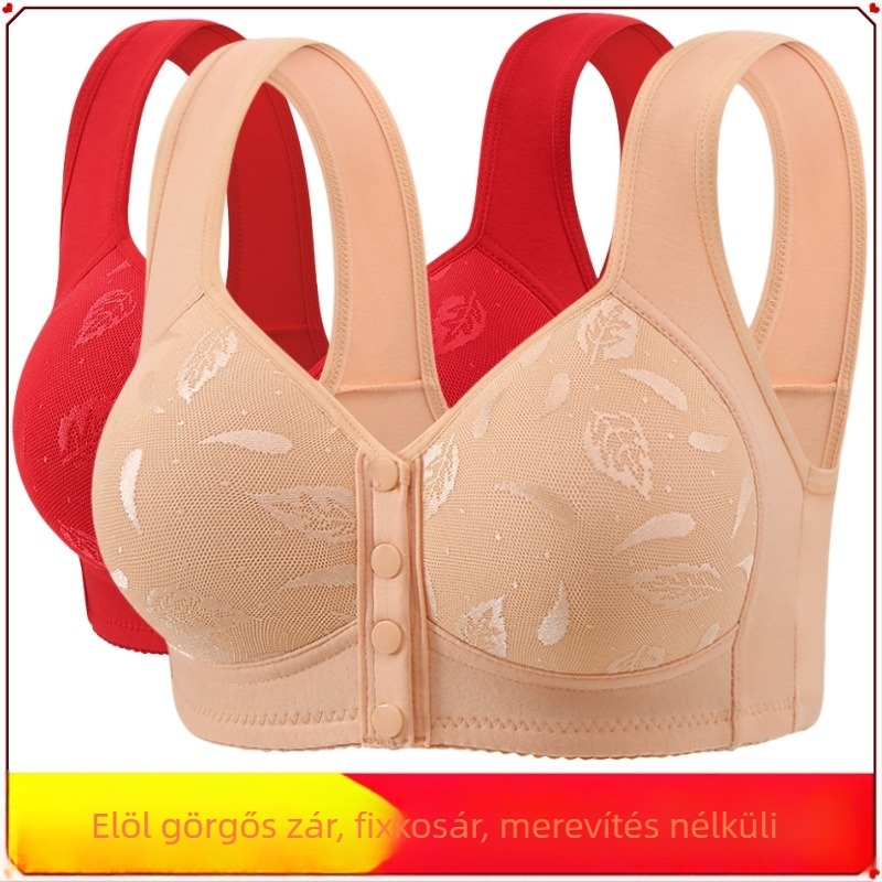 Pamut melltartó, mellény-stílusú, teljes kosár, vékony formázott kosár, rögzített dupla vállpánt, elöl gombos zárás