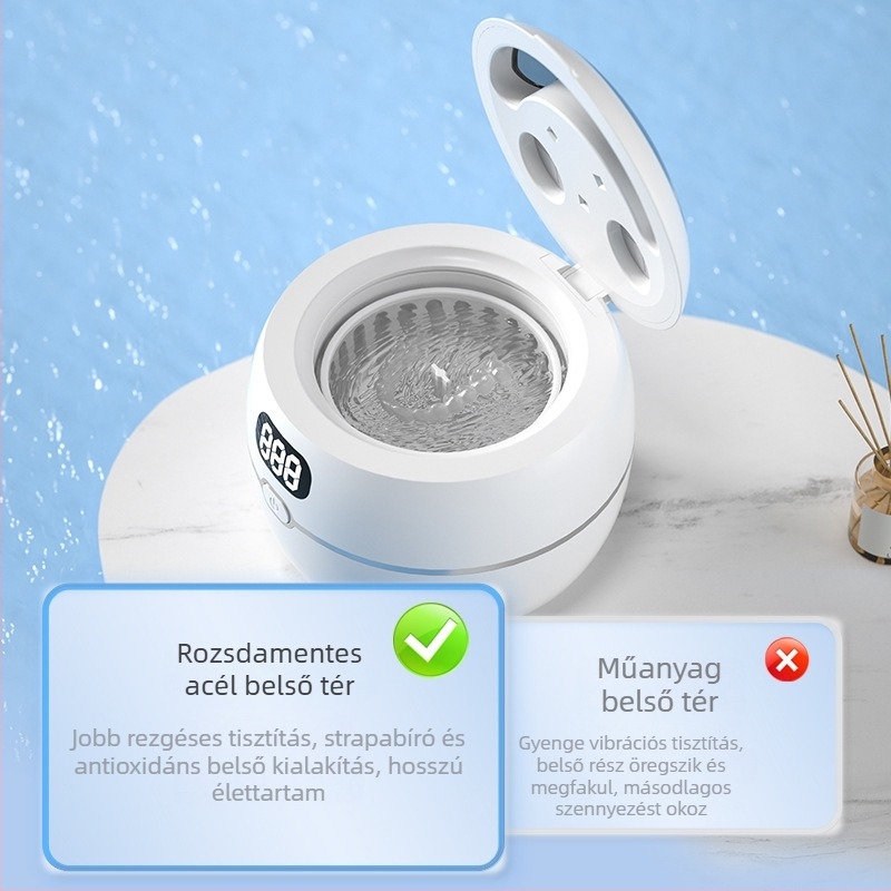 Ultrahangos protézistisztító UV-sterilizálással, 25 W, 110–220 V, 300 ml-nél kisebb kapacitás