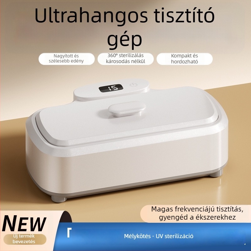  Ultrahangos tisztító készülék szemüvegre, ékszerekre, fogszabályzókra és kontaktlencsékra, sterilizálás és dezinfekció, nagy kapacitású tisztító; Modell 975; Működési mód: mechanikus; Időzítés: <2 óra; Energiaellátás: AC, 100–240 V