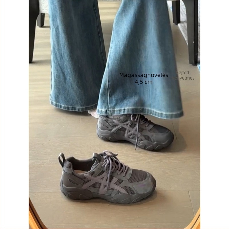 Női edzőcipő, Felsőrész: kétszínű marhabőr + textil; Mintázat: color blocking; Zárás: fűzők; Talp: gumi; Belső: hálós bélés