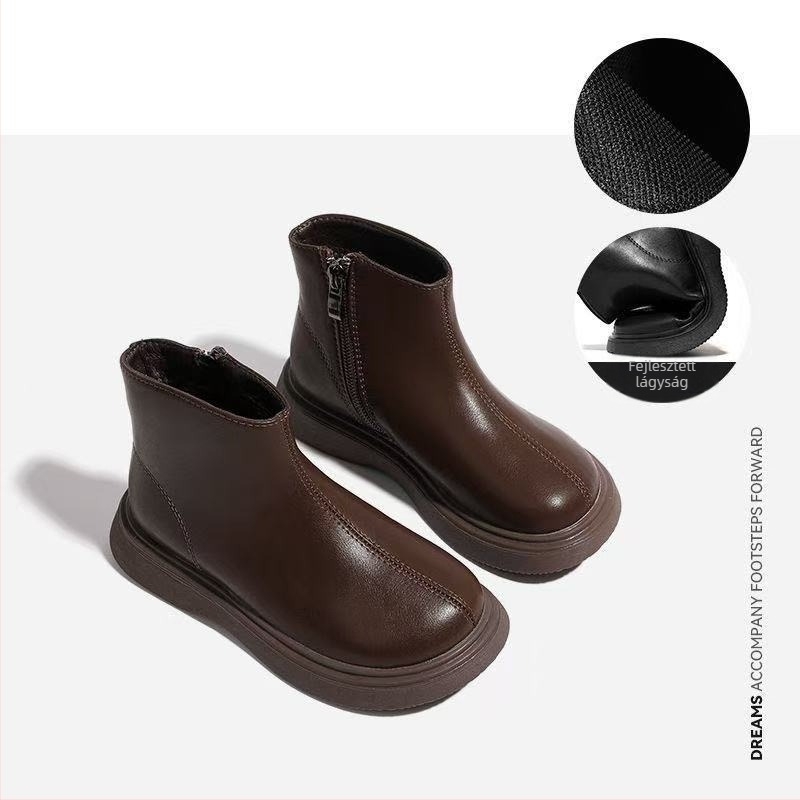 Gyerekeknek készült Martin csizmák műbőrrel, fleece bélésével, gumitalppal, oldalsó cipzárral