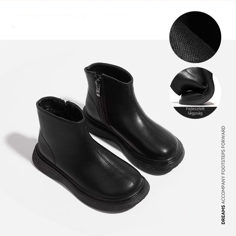 Gyerekeknek készült Martin csizmák műbőrrel, fleece bélésével, gumitalppal, oldalsó cipzárral