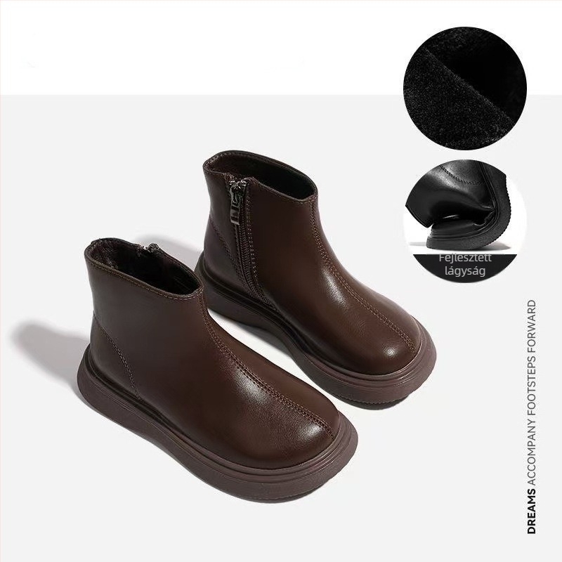 Gyerekeknek készült Martin csizmák műbőrrel, fleece bélésével, gumitalppal, oldalsó cipzárral