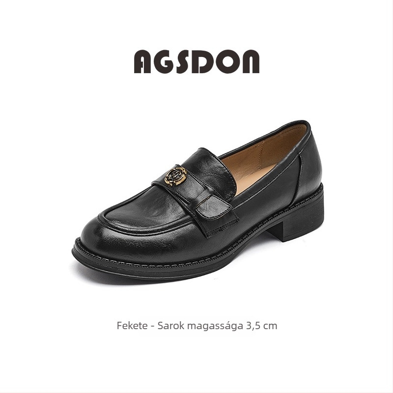 Női brit stílusú mokaszin, kerek orrú, PU felsőrész, gumírozott talp és 3–5 cm vastag sarok