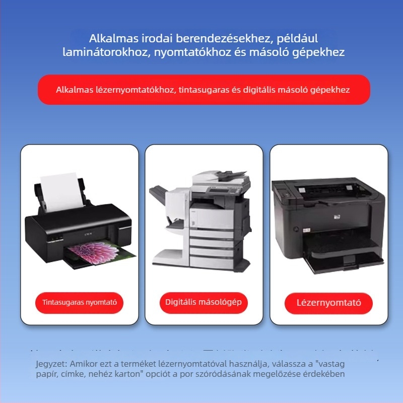 Nyomtatható öntapadós címke papír, téglalap alakú, expressz logisztikához, forróragasztó ragasztó, magas szakítószilárdság, jó nyúlás, hőállóság 35°C-ig