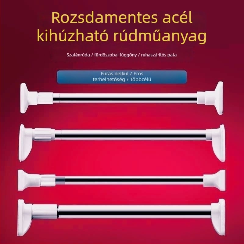 Rozsdamentes acél teleszkópos ruhaszárító rúd balkonkhoz – vastagított, többfunkciós függöny/gardrób/zuhanyfüggöny