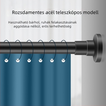 Teleszkópos függönyrúd, fúrás nélkül, 201 rozsdamentes acél + szénacél + ABS, zuhanyozáshoz, ruhásszekrényhez és hálószoba válaszfalnak, modern minimalizmus