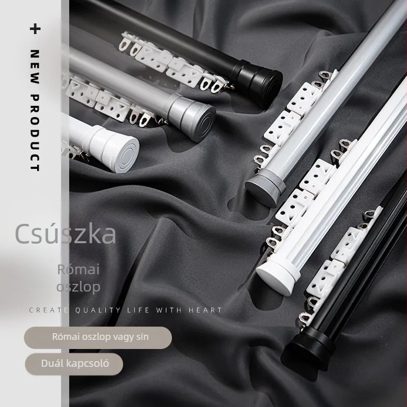 Alumíniumötvözetű függönyrúd sínnel, oldalsó és felső szereléssel, egy- és kétsoros rúddal, testreszabható, modern skandináv stílus