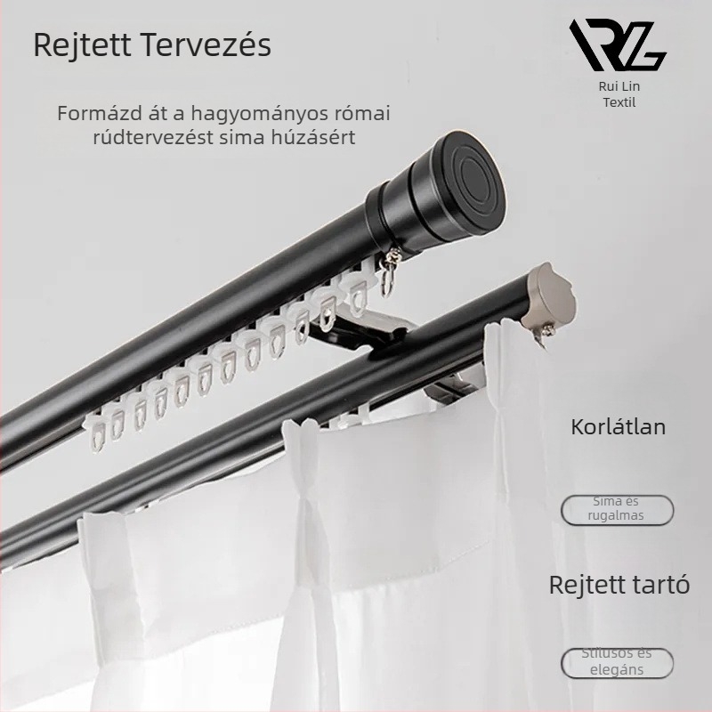 Alumíniumötvözetű függönyrúd sínnel, oldalsó és felső szereléssel, egy- és kétsoros rúddal, testreszabható, modern skandináv stílus