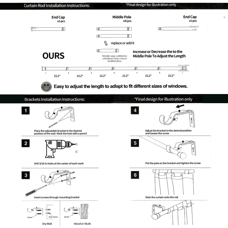 Vastagított alumíniumötvözetből készült függönyrúddal – római dizájn, modern minimalist stílus, függöny sín