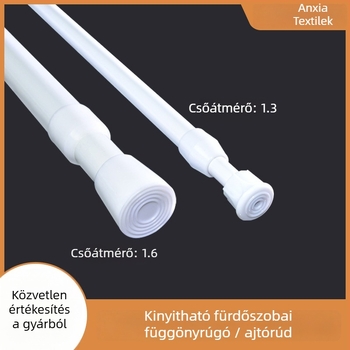 Teleszkópos acél rúd ruhaszárításra, függönyöknek és zuhanyfüggönynek – szerelés nélkül, modern minimális stílus