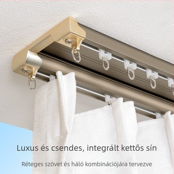 Alumíniumötvözet függöny sín, dupla sínrendszer, összekapcsolt kialakítás, testreszabható, könnyű luxus stílus