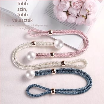 Függönykötő készlet, 2 db, gyöngyös díszítéssel, textilekből, Lan xiang márka, fúrás nélküli szerelés