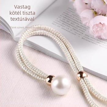 Függönykötő készlet, 2 db, gyöngyös díszítéssel, textilekből, Lan xiang márka, fúrás nélküli szerelés