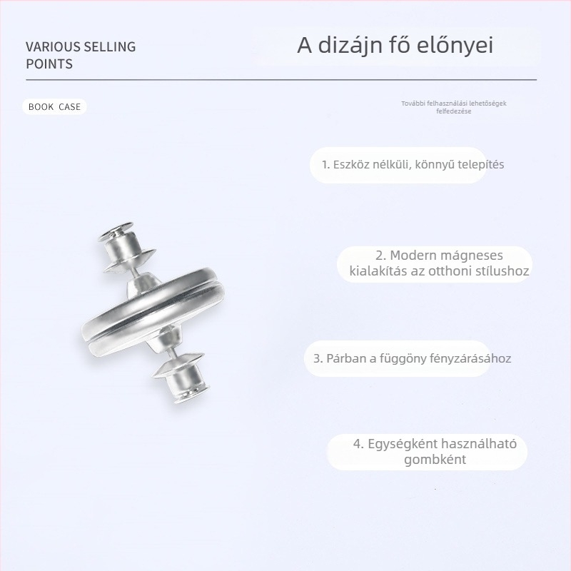 Függönyzáró kapocs erős mágneses vonzással, újrahasználható ötvözetből, levehető mágneses zárás, megakadályozza a fény szivárgását