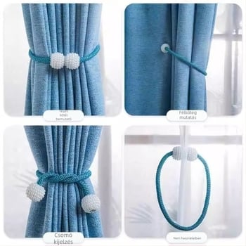 Gyöngyös mágneses függönyrögzítők, textil, modern minimalista stílus, fúrás nélkül