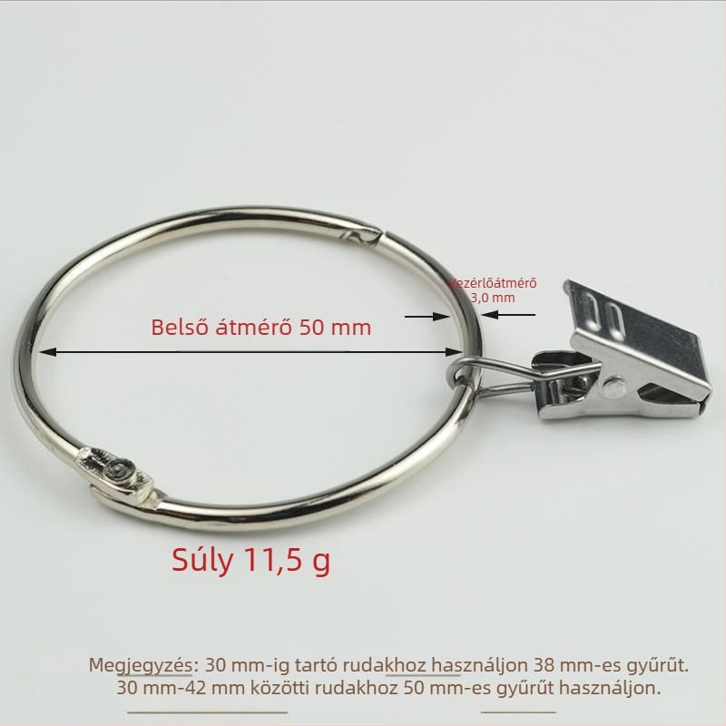 Zuhanyfüggönyhöz való függönygyűrű csipesszel és csattal, római stílusú, modern minimalist dizájn