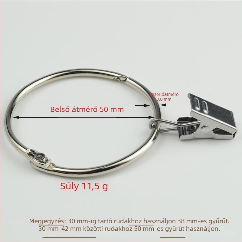 Zuhanyfüggönyhöz való függönygyűrű csipesszel és csattal, római stílusú, modern minimalist dizájn