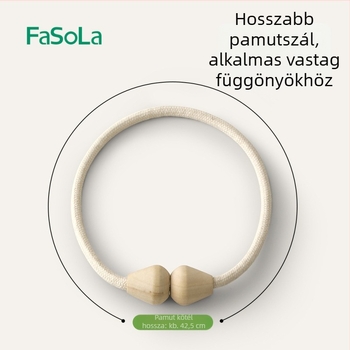 Függönyhúzó mágneses csattal, tömörfa, ritkaföld magnet és pamutszál