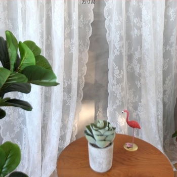 Koreai vidéki csipkés gézfüggöny, átlátszó, modern minimalist stílus.