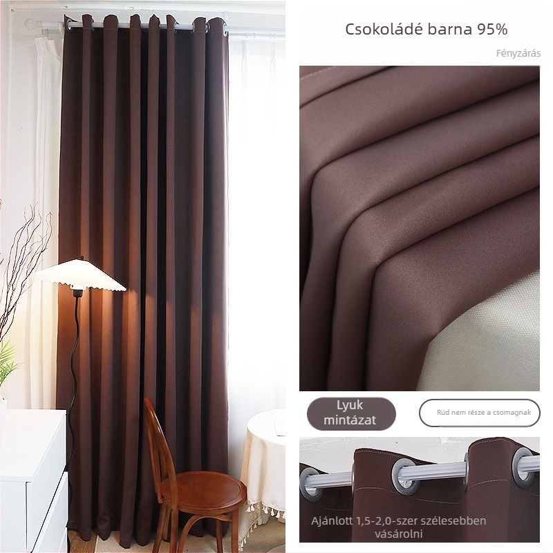Ablakfüggönyök, Magas sűrűségű anyag, Selyemréteg, Modern Minimalista stílus, nappaliba, hálószobába, dolgozószobába, étkezőbe, Fényblokkolás 71-90%