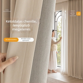 Kétszínű Chenille függönyök kétoldalas textúrával, 70–90%-os árnyékolás, krém stílus