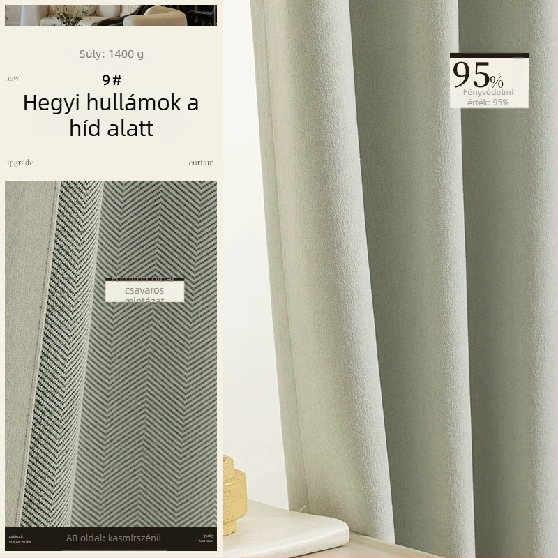 Kétszínű Chenille függönyök kétoldalas textúrával, 70–90%-os árnyékolás, krém stílus