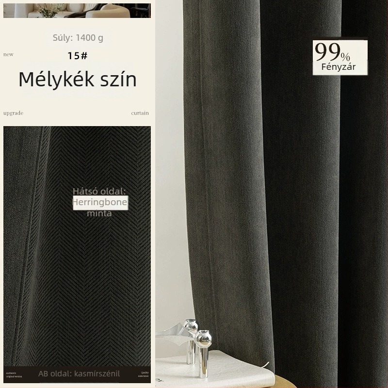 Kétszínű Chenille függönyök kétoldalas textúrával, 70–90%-os árnyékolás, krém stílus