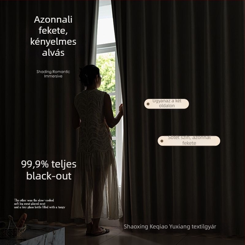 Kétoldalas teljes sötétítő függöny, Chenille anyag, 71–90% árnyékolás, modern minimalista stílus