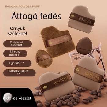 Bonna Csokoládés Púder Puff Készlet - Száraz púder puff, Hidrofil poliuretán, 6 darab, Háromszög és szabálytalan formák