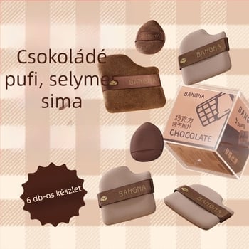 Bonna Csokoládés Púder Puff Készlet - Száraz púder puff, Hidrofil poliuretán, 6 darab, Háromszög és szabálytalan formák