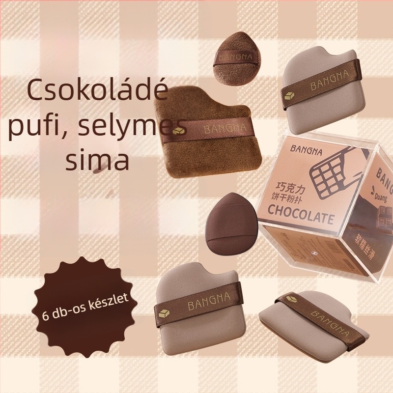 Bonna Csokoládés Púder Puff Készlet - Száraz púder puff, Hidrofil poliuretán, 6 darab, Háromszög és szabálytalan formák